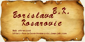Borislava Košarović vizit kartica